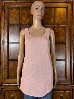 WE English Rose Cotton Modal Slub Knit Scoop Neck Stretch Curve Hem Tank